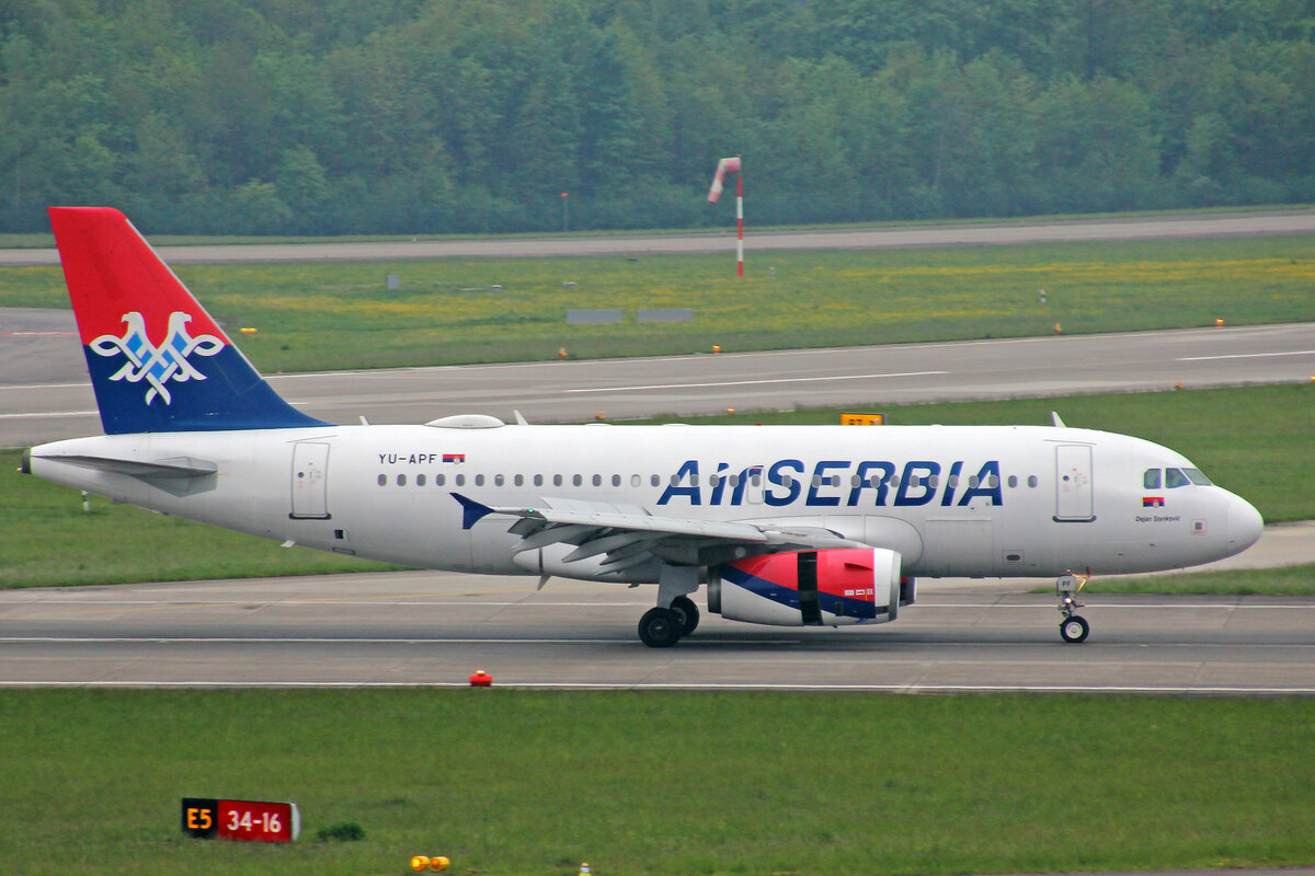 Air Serbia, YU-APF, Airbus A319-131, msn: 3317,  Dejan Stankovic , 01.Mai 2022, ZRH Zürich, Switzerland.