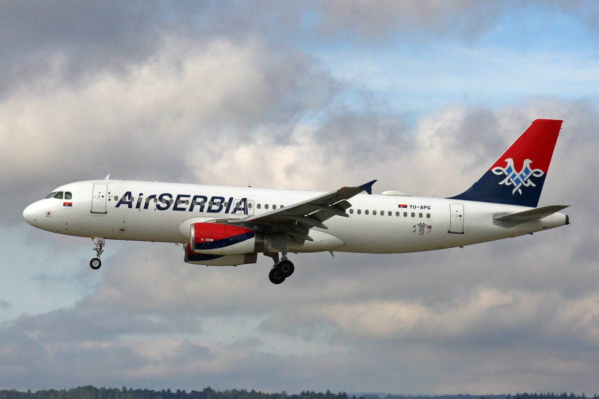 Air Serbia, YU-APG, Airbus A320-232, 90 Jahre Logo, 7.August 2017, ZRH Zürich, Switzerland.
