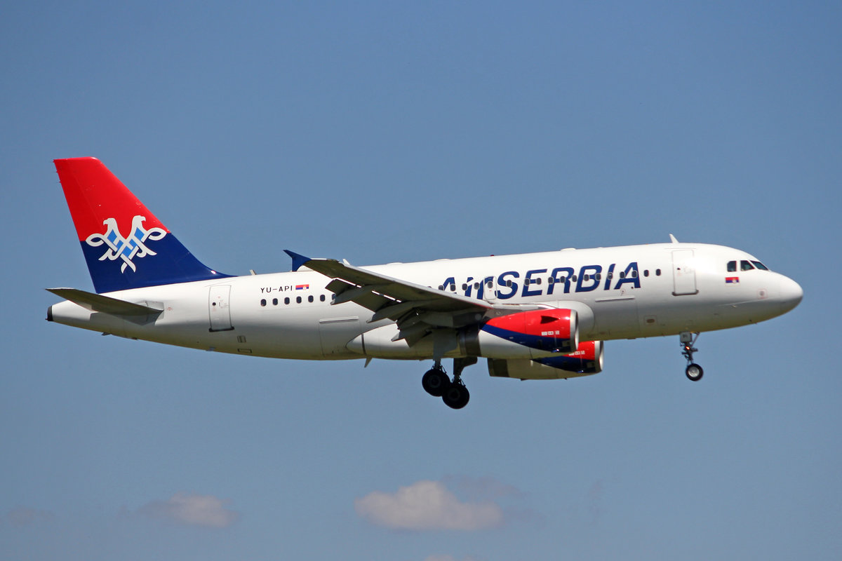 Air Serbia, YU-API, Airbus A319-132, msn: 1140, 09.Juli 2018, ZRH Zürich, Switzerland.