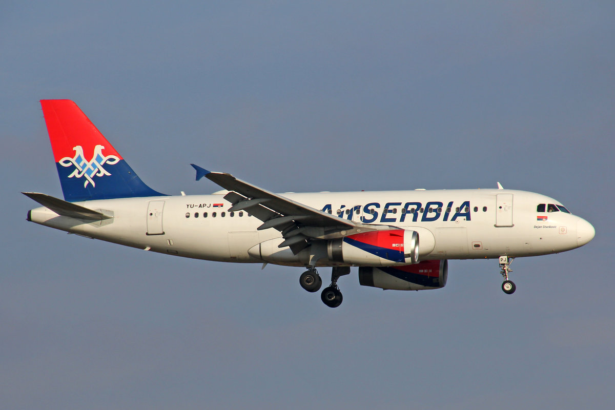 Air Serbia, YU-APJ, Airbus A319-132, msn: 1159,  Dejan Stankovic , 12.Januar 2020, ZRH Zürich, Switzerland.