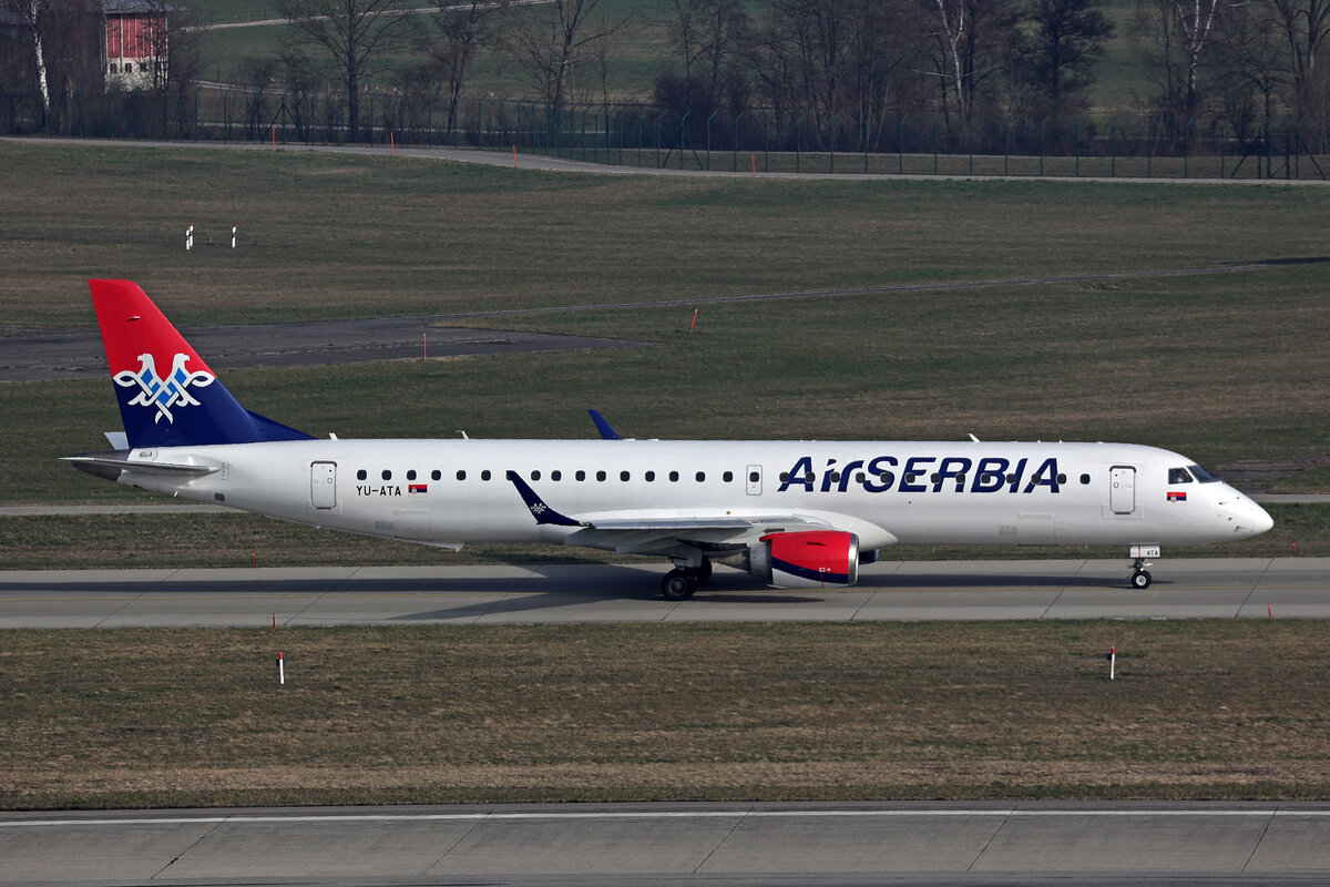 Air Serbia, YU-ATA, Embraer ERJ-195LR, msn: 19000688, 07.März 2026, ZRH Zürich, Switzerland.
