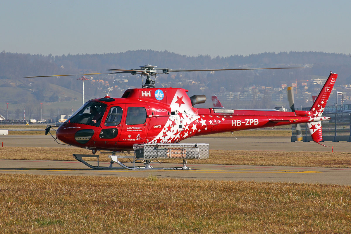 Air Zermatt, HB-ZPB, Eurocopter AS-350 B3, msn: 7309, 27.Februar 2019, ZRH Zürich, Switzerland.