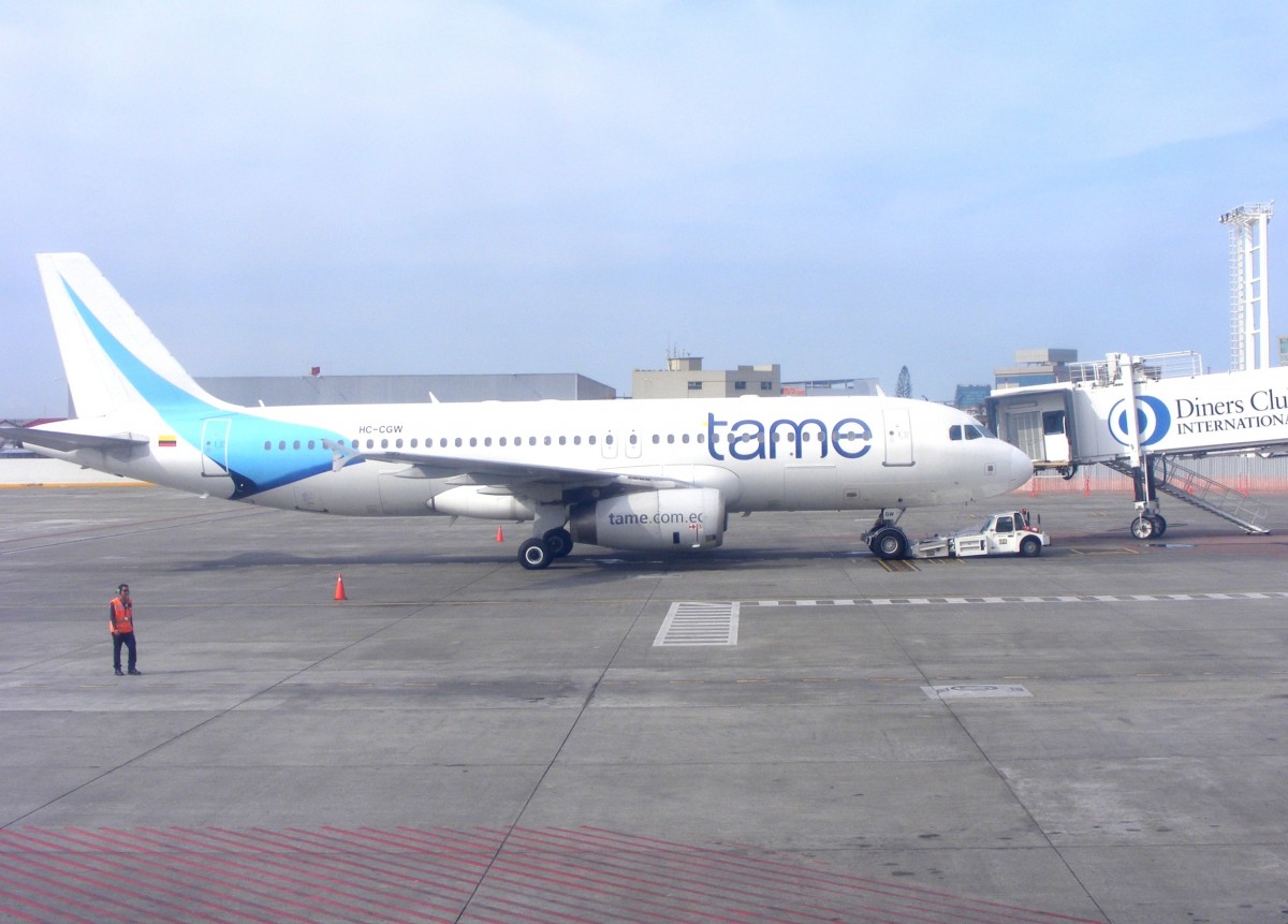 Airbus A320, HC-CGW, TAME Ecuador, Airport Guayaquil (GYE), 19.3.2014