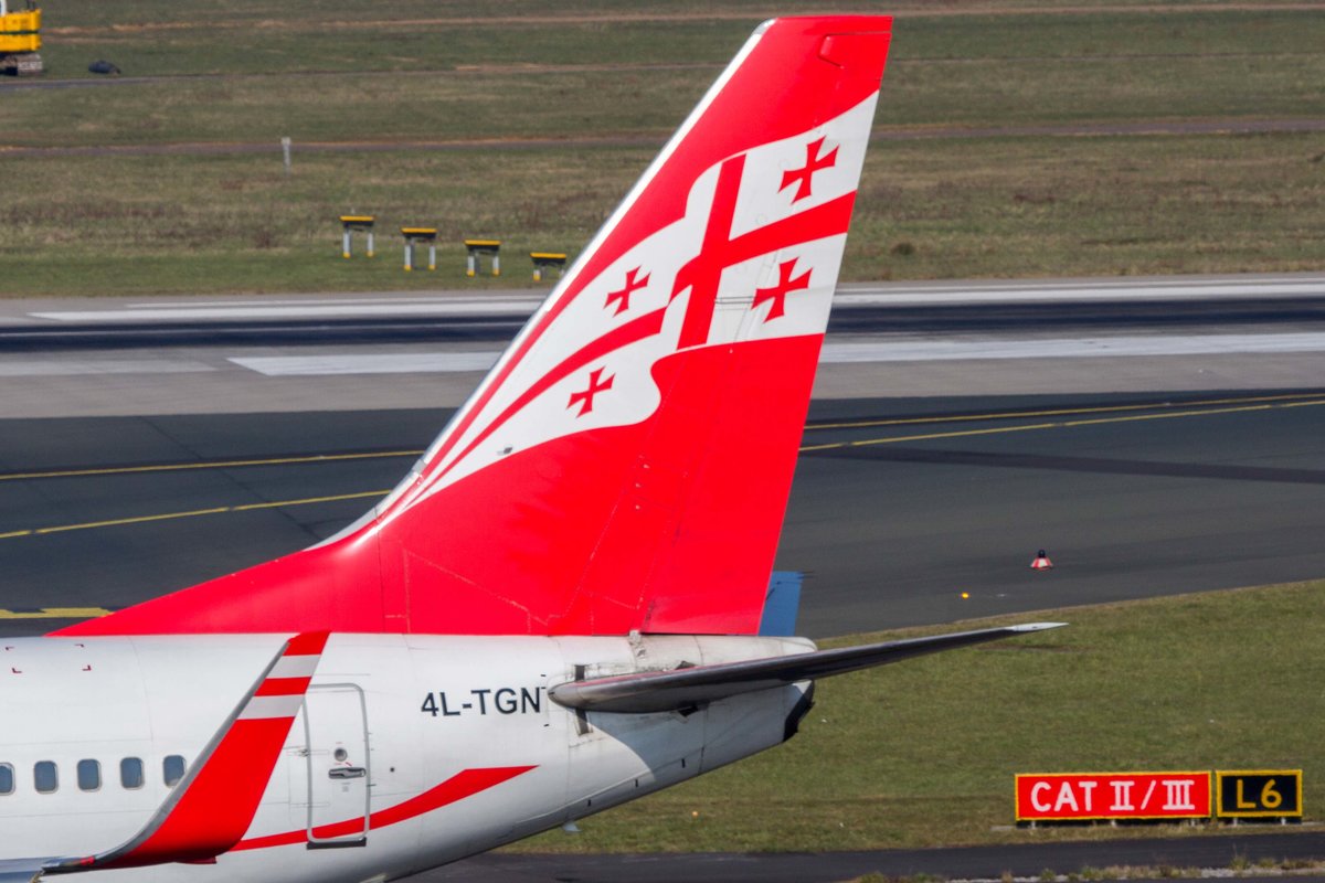 Airzena Georgian Airways (A9-TGZ), 4L-TGN  Tbilisi , Boeing, 737-7BK wl (Seitenleitwerk/Tail), 10.03.2016, DUS-EDDL, Düsseldorf, Germany 