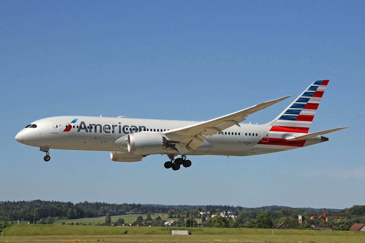 American Airlines, N819AN, Boeing 787-8, msn: 40637/546, 29.Mai 2020, ZRH Zürich, Switzerland.
