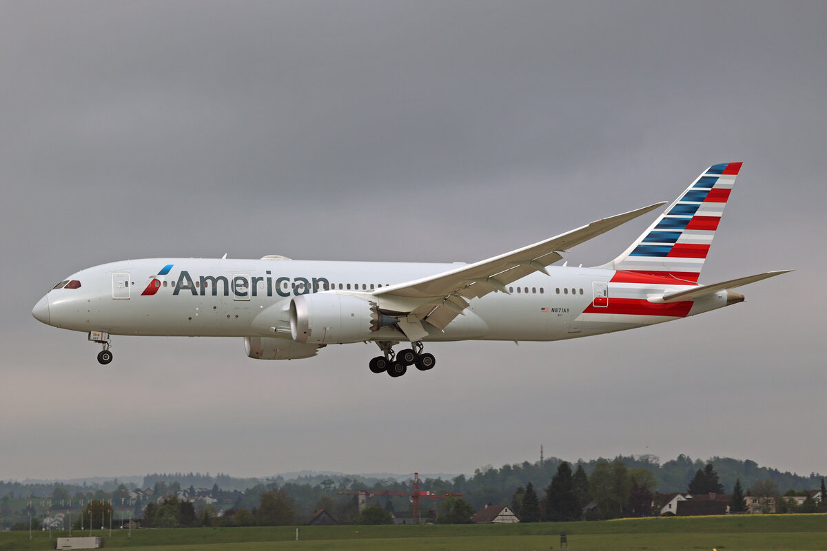 American Airlines, N871AY, Boeing B787-8, msn: 65991/999, 03.Mai 2023, ZRH Zürich, Switzerland.