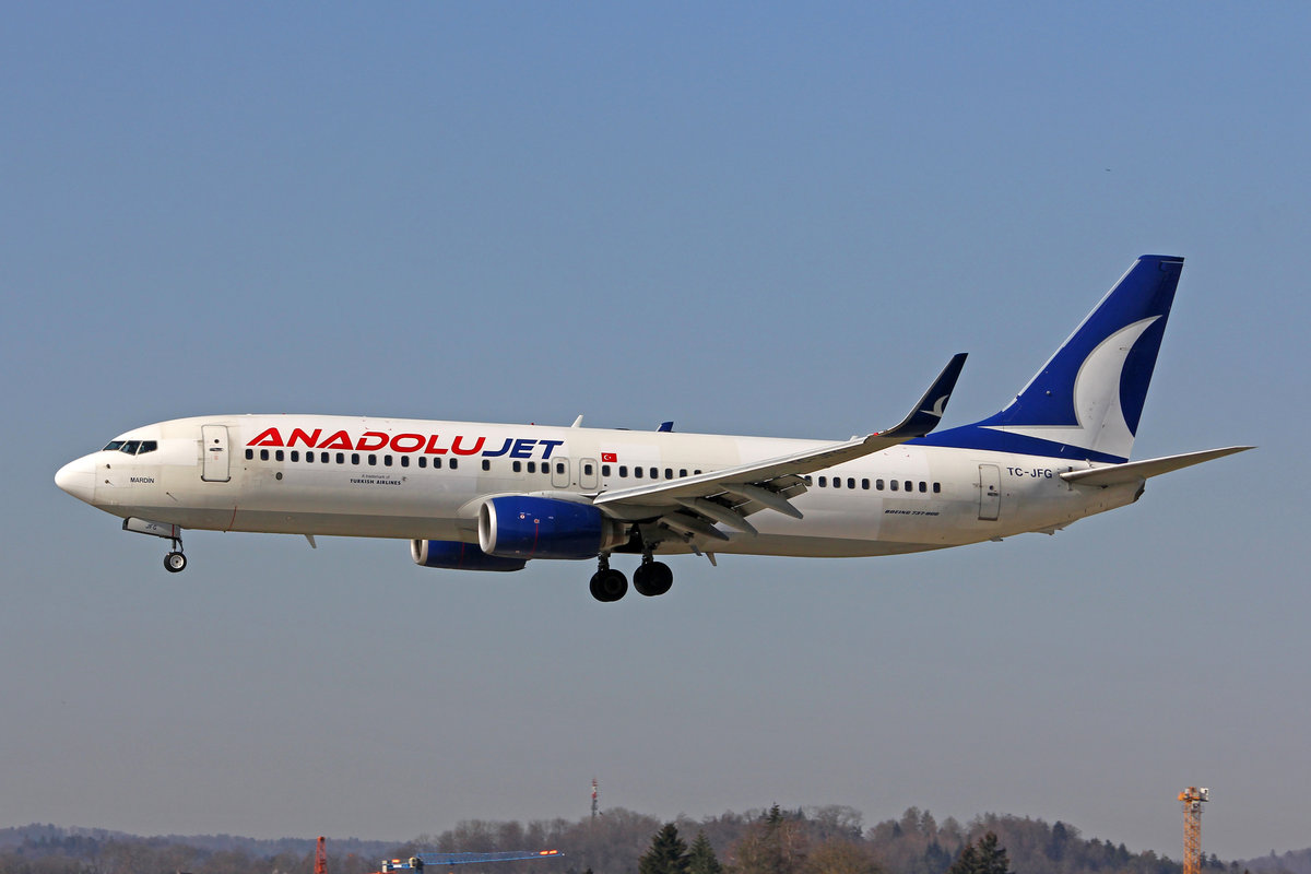 AnadoluJet, TC-JFG, Boeing 737-8F2, msn: 29769/102,  Mardin , 31.März 2021, ZRH Zürich, Switzerland.