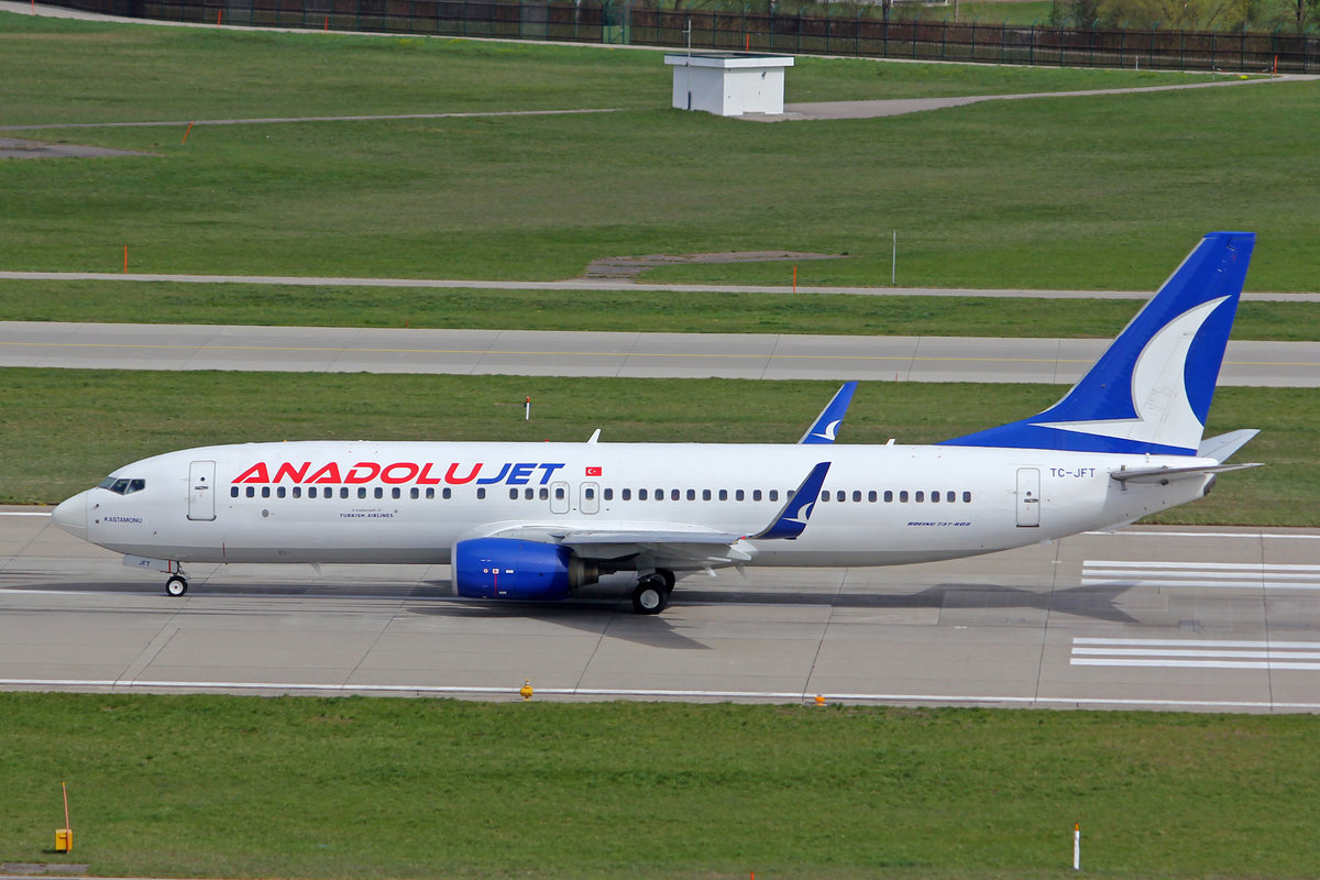 AnadoluJet, TC-JFT, Boeing B737-8F2, msn: 29780/454,  Kastamonu , 09.April 2021, ZRH Zürich, Switzerland.