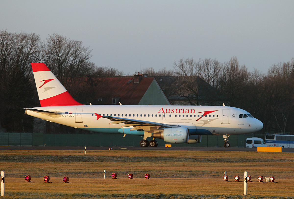 Austrian Airlines A 319-112 OE-LDD kurz vor dem Start in Berlin-Tegel am 22.02.2014