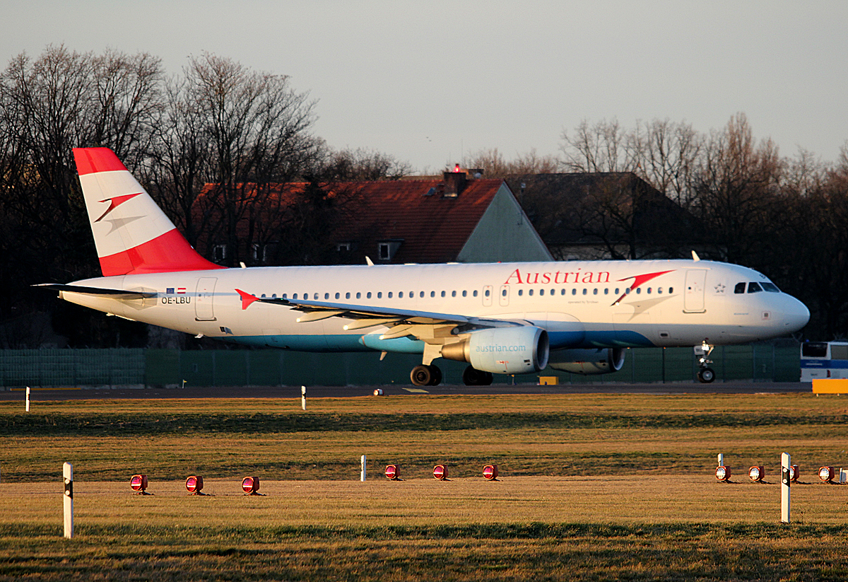 Austrian Airlines A 320-214 OE-LBU kurz vor dem Start in Berlin-Tegel am 08.02.2014
