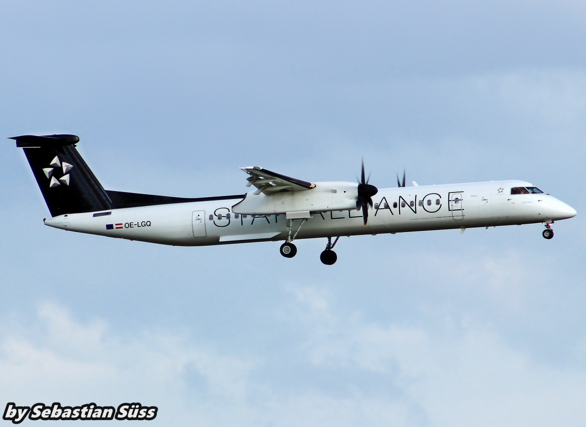 Austrian Airlines Dash 8 Q400 OE-LGQ at Dusseldorf. 9.5.15