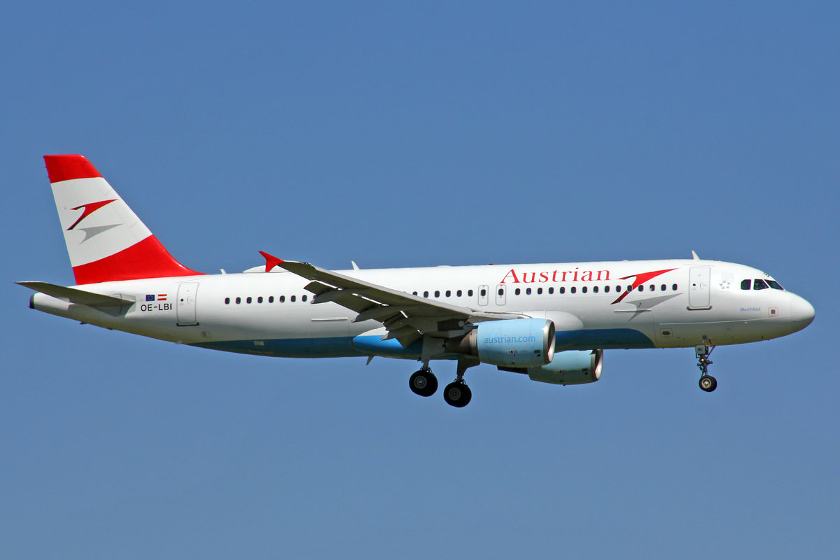 Austrian Airlines, OE-LBI, Airbus A320-214,  Marchfeld , 7.August 2017, ZRH Zürich, Switzerland.