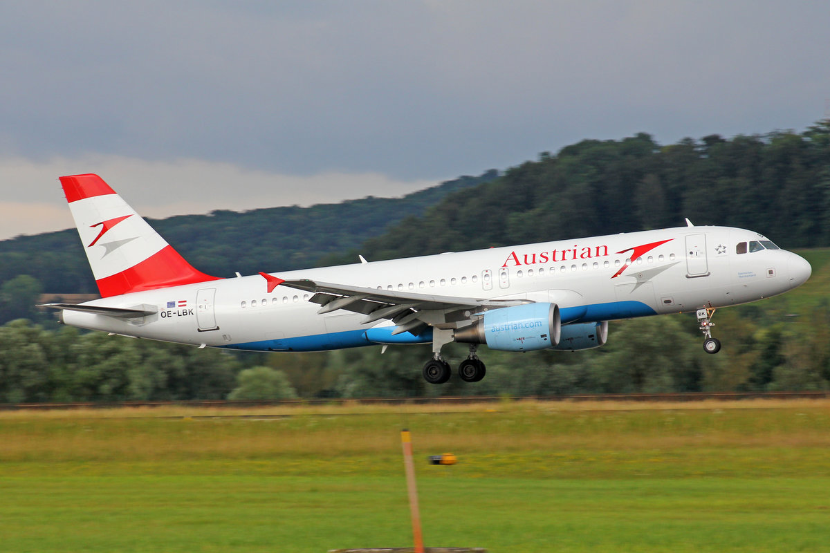 Austrian Airlines, OE-LBK, Airbus A320-214,  Steirisches Thermenland  , 15.Juli 2016, ZRH Zrich, Switzerland.