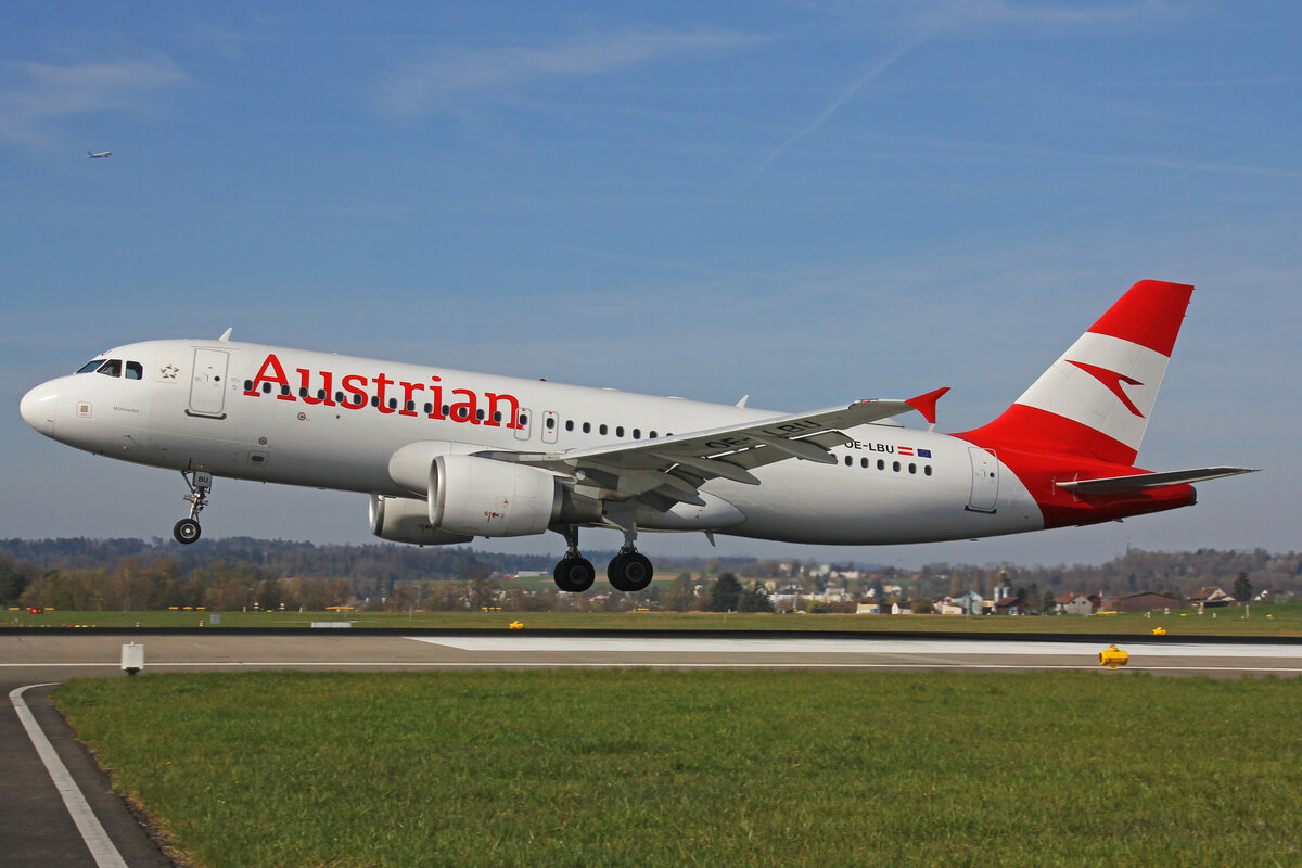 Austrian Airlines, OE-LBU, Airbus A320-214, msn: 1478,  Mühlviertel , 10.April 2023, ZRH Zürich, Switzerland.