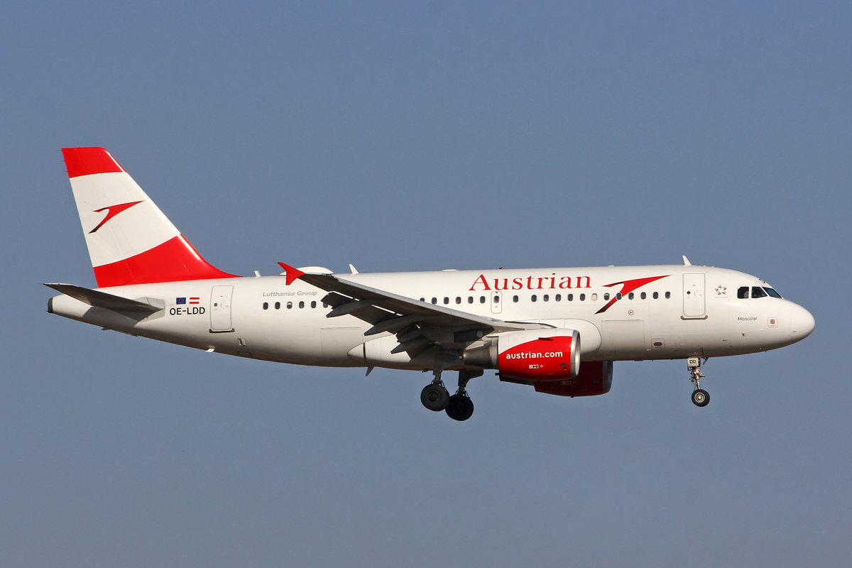 Austrian Airlines, OE-LDD, Airbus A319-112, msn: 2416,  Moscow , 21.Februar 2019, ZRH Zürich, Switzerland.