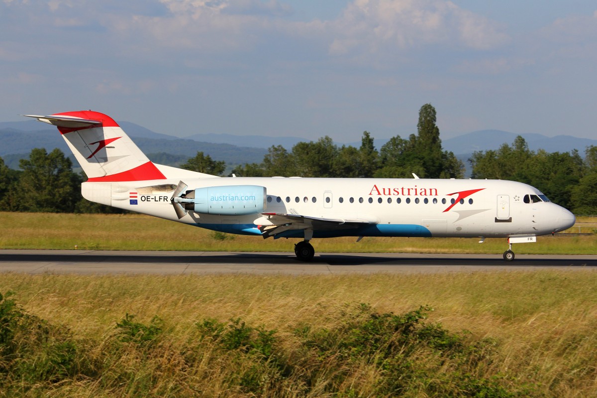 Austrian Airlines, OE-LFR, Fokker 70,  Steyr , 4.Juni 2015, BSL  Basel, Switzerland.