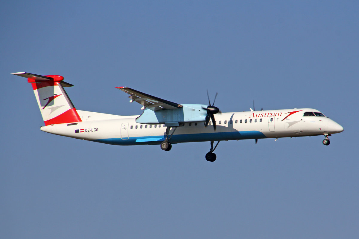 Austrian Airlines, OE-LGG, Bombardier DHC-8-402, msn: 4074,  Budapest , 24.März 2018, ZRH Zürich, Switzerland.