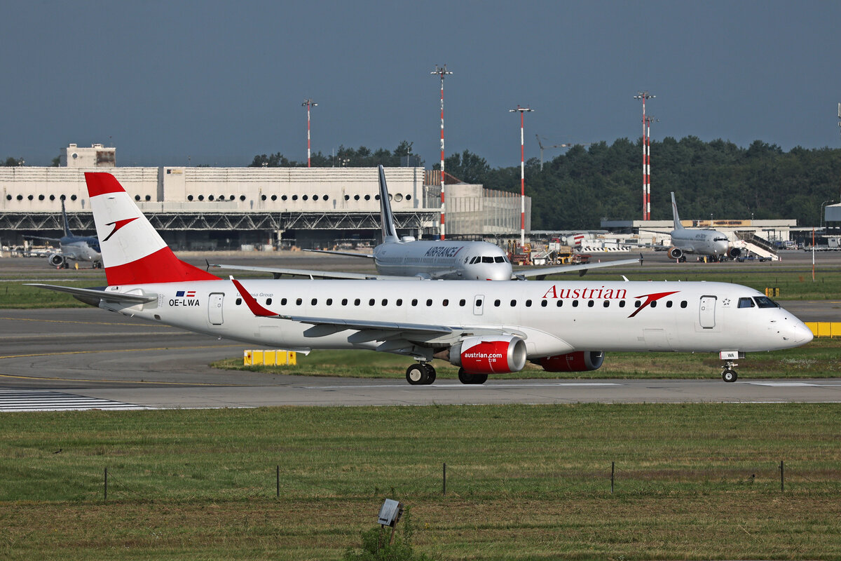 Austrian Airlines, OE-LWA, Embraer ERJ-195LR, msn: 19000314, 10.Juli 2024, MXP Milano Malpensa, Italy.