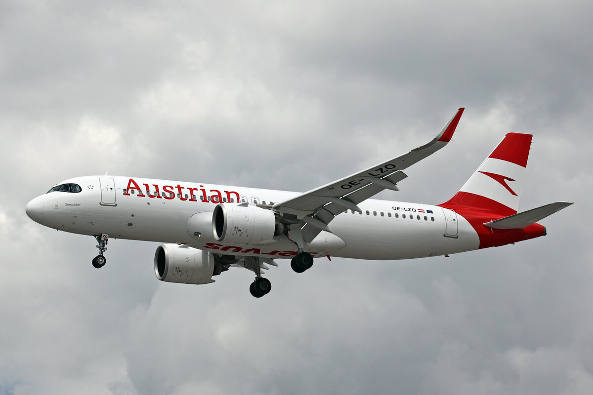 Austrian Airlines, OE-LZO, Airbus A320-271N, msn: 11076,  Seewinkel , 05.Juli 2023, LHR London Heathrow, United Kingdom.