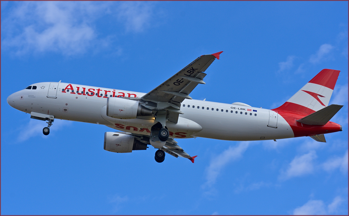 Austrian OE-LBK; Airbus A320; Maribor Flughafen MBX, Trainingsflug; 12.2.2020