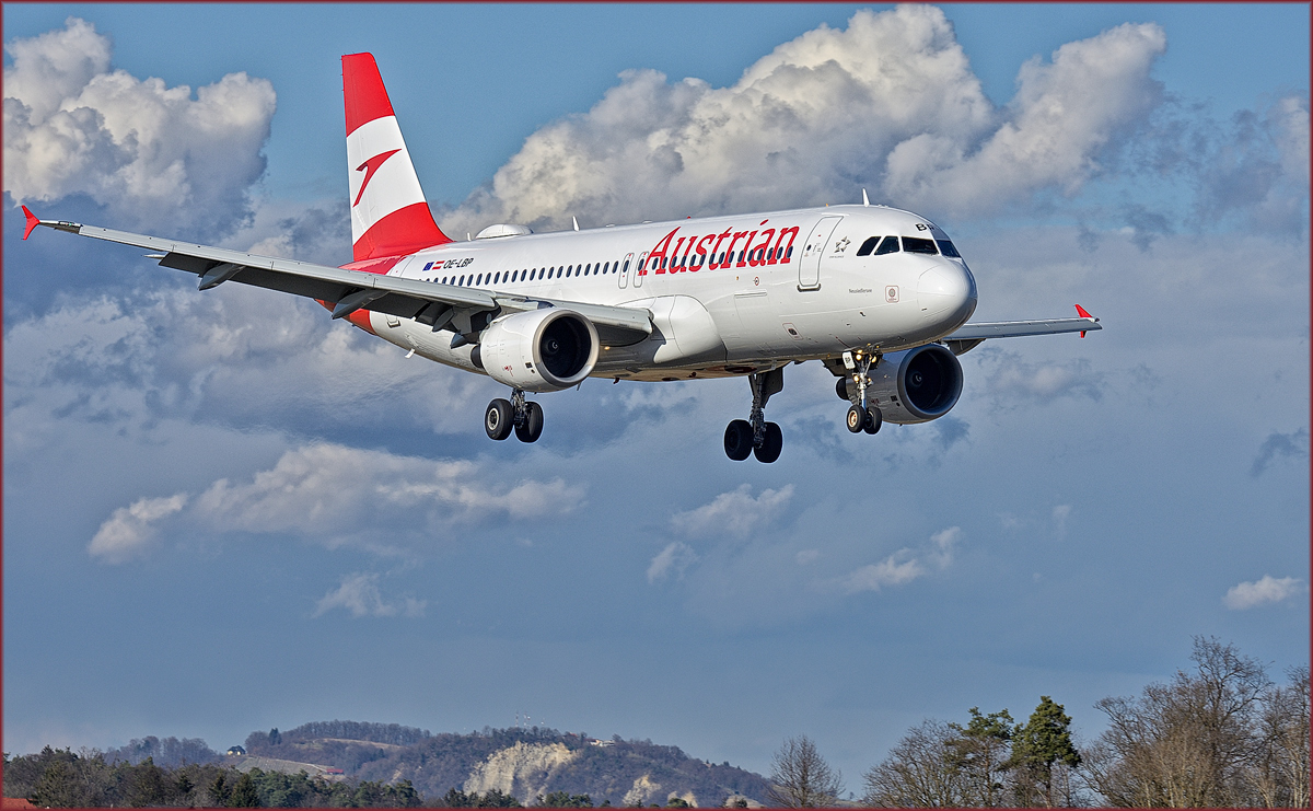 Austrian OE-LBP; Airbus A320; Maribor Flughafen MBX, Trainingsflug; 5.3.2019