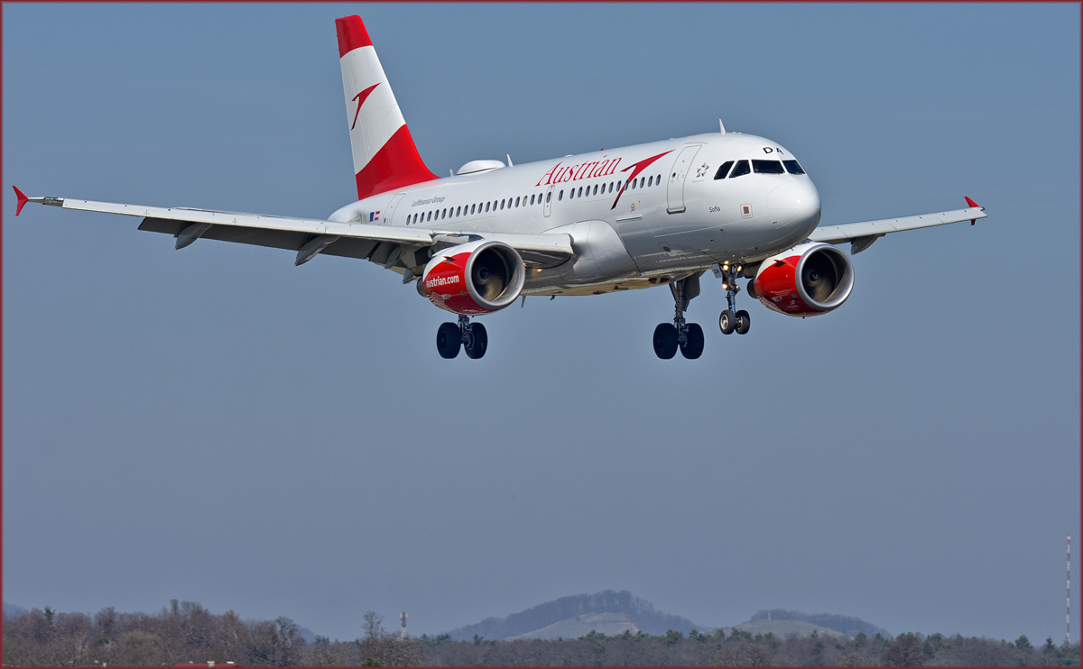 Austrian OE-LDA; Airbus A319-112; Maribor Flughafen MBX, Trainingsflug; 23.3.2019