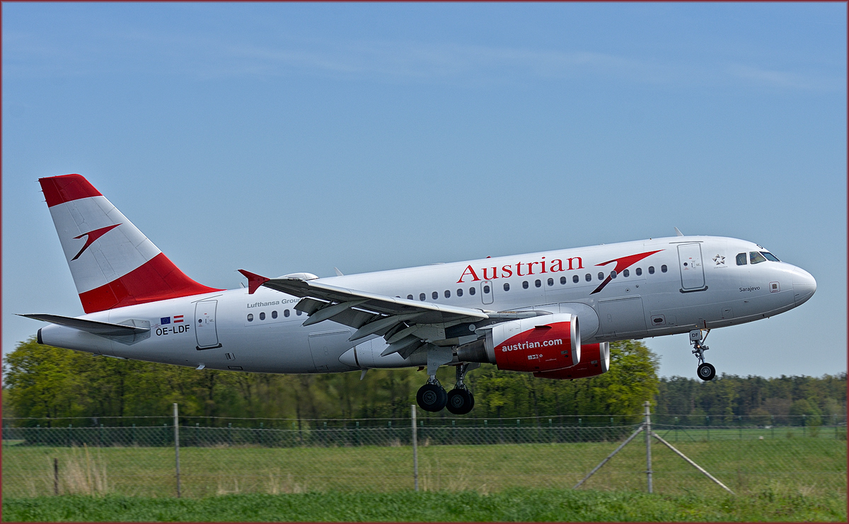Austrian OE-LDF; Airbus A319-112; Maribor Flughafen MBX, Trainingsflug; 22.4.2019