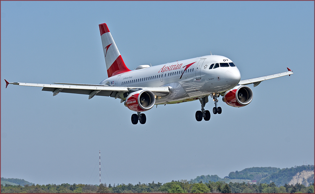 Austrian OE-LDF; Airbus A319-112; Maribor Flughafen MBX, Trainingsflug; 22.4.2019