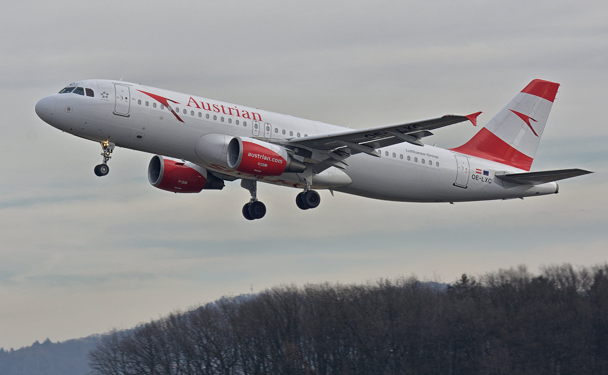 Austrian OE-LXC; Airbus A320; Maribor Flughafen MBX, Trainingsflug; 16.1.2018