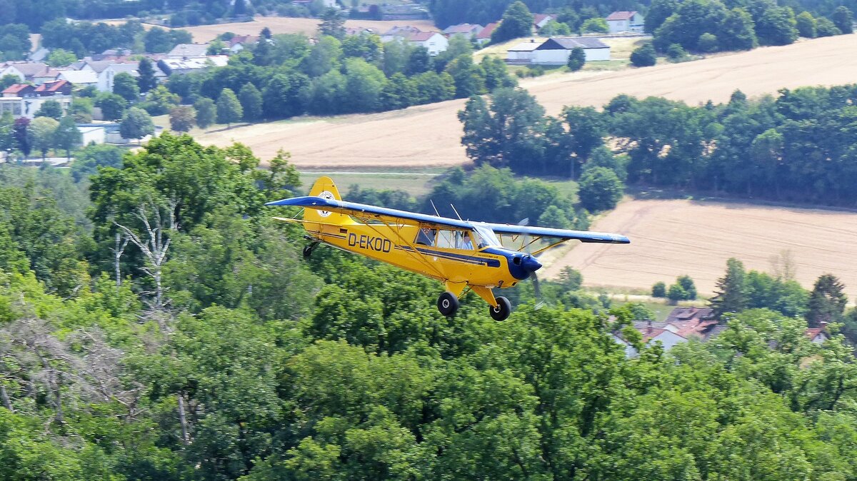 Aviat Aircraft Husky A-1B, D-EKOD im Endanflug auf die Piste 25 in Coburg Steinrücken (EDQY) am 16.7.2022