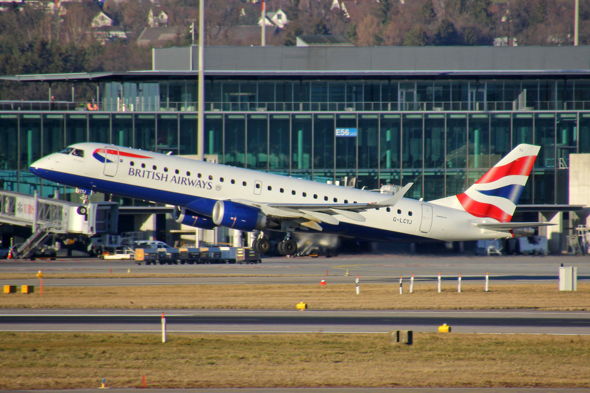 BA Cityflyer, G-LCYJ, Embraer EMB-190SR, msn: 19000339, 27.Februar 2019, ZRH Zürich, Switzerland.