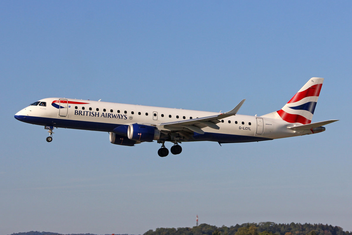 BA CityFlyer, G-LCYL, Embraer ERJ-190LR, msn: 19000346, 26.September 2018, ZRH Zürich, Switzerland.