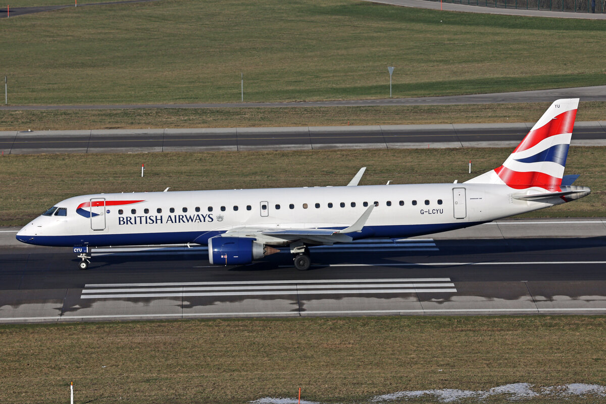 BA CityFlyer, G-LCYU, Embraer ERJ-190LR, msn: 19000674, 16.Januar 2024, ZRH Zürich, Switzerland.