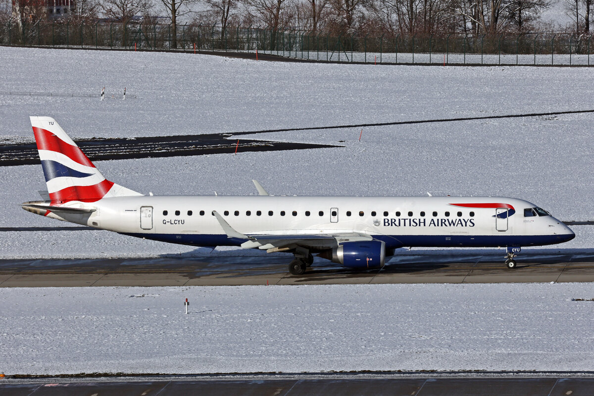 BA CityFlyer, G-LCYU, Embraer ERJ-190LR, msn: 19000674, 19.Januar 2024, ZRH Zürich, Switzerland.