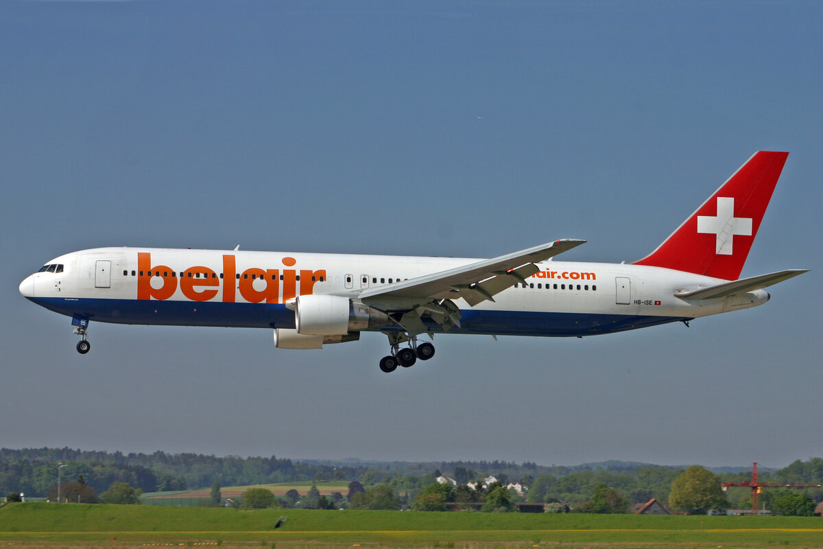 Belair Airlines, HB-ISE, Boeing 767-3Q8ER, msn: 27600/655,  RondoMondo , 08.Mai 2008, ZRH Zürich, Switzerland.