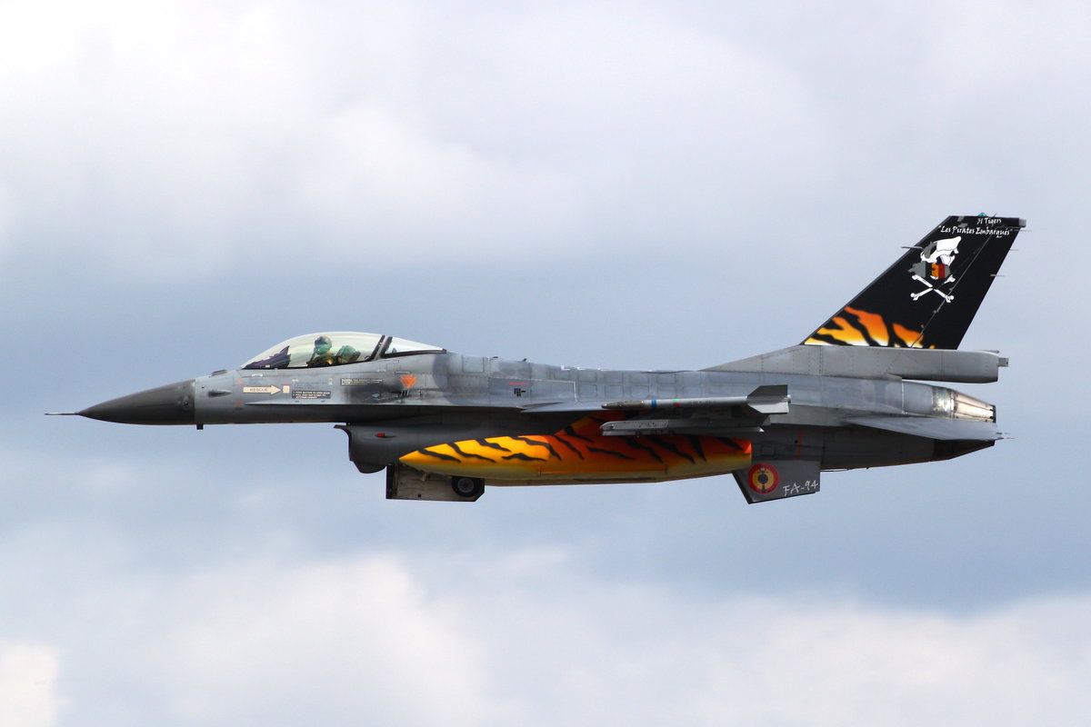 Belgian Air Component General Dynamics F-16AM Fighting Falcon, FA-94. Gehört zur 31st 'Tiger' Squadron der 10th Tactical Wing in Kleine Brogel, BE. Aufnahme vom 30.06.2017 in Geilenkirchen (GKE/ETNG). 