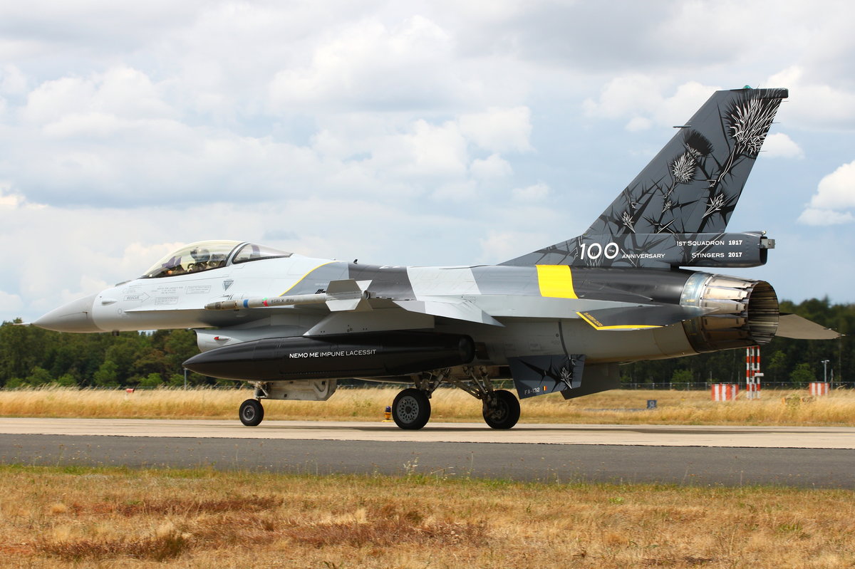 Belgian Air Force, General Dynamics F-16AM Fighting Falcon, FA-132. Gehört zum Taktischen Geschwader 10, Kleine-Brogel, BE. Aufgenommen am 30.06.2017 in Geilenkirchen (GKE/ETNG).