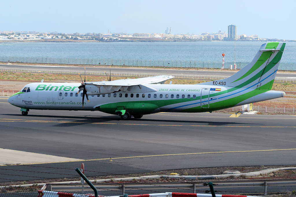 Binter, EC-KSG, Aerospatiale, ATR-72-212A, 21.03.2015, ACE, Arrecife, Spain 





