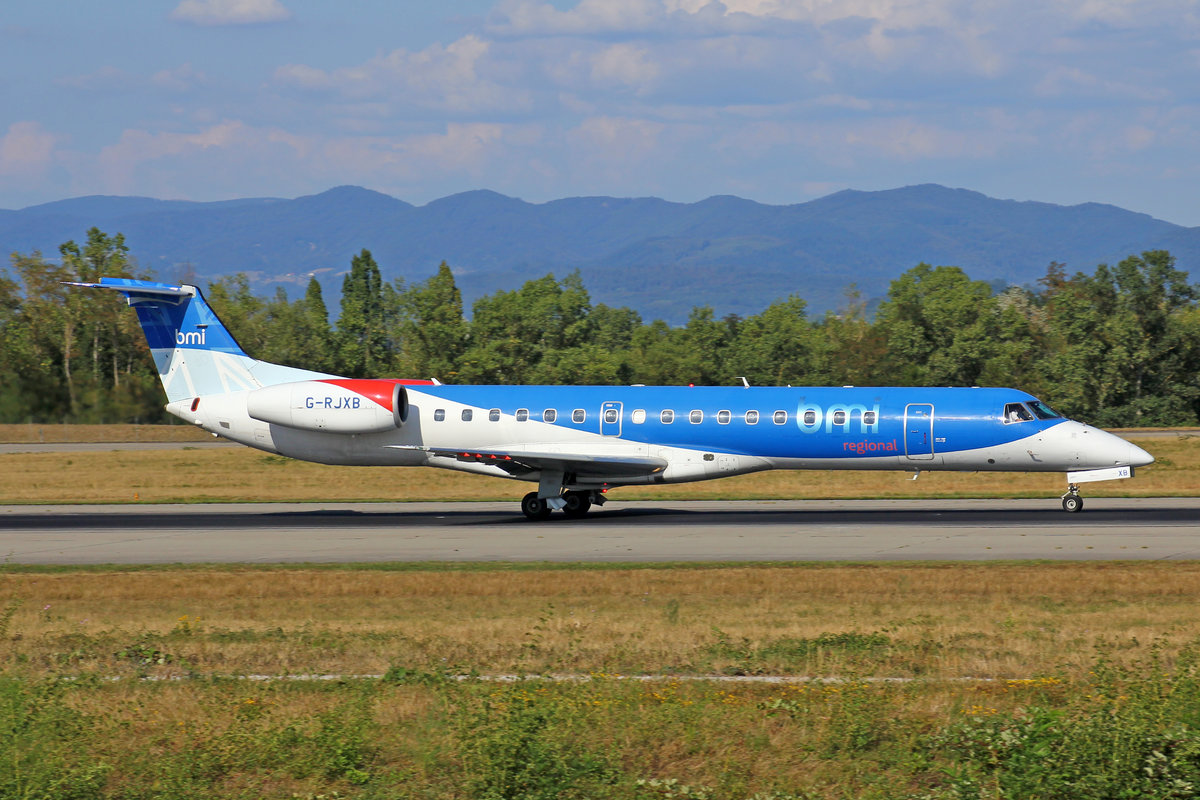 bmi Regional, G-RJXB, Embraer ERJ-145EP, msn: 142, 16.August 2018, BSL Basel-Mülhausen, Switzerland.