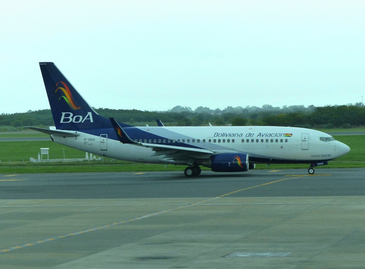 Boeing 737-800, CP-2924, Boliviana de Aviacion, Buenos Aires Ezeiza International Airport (EZE), 15.1.2017