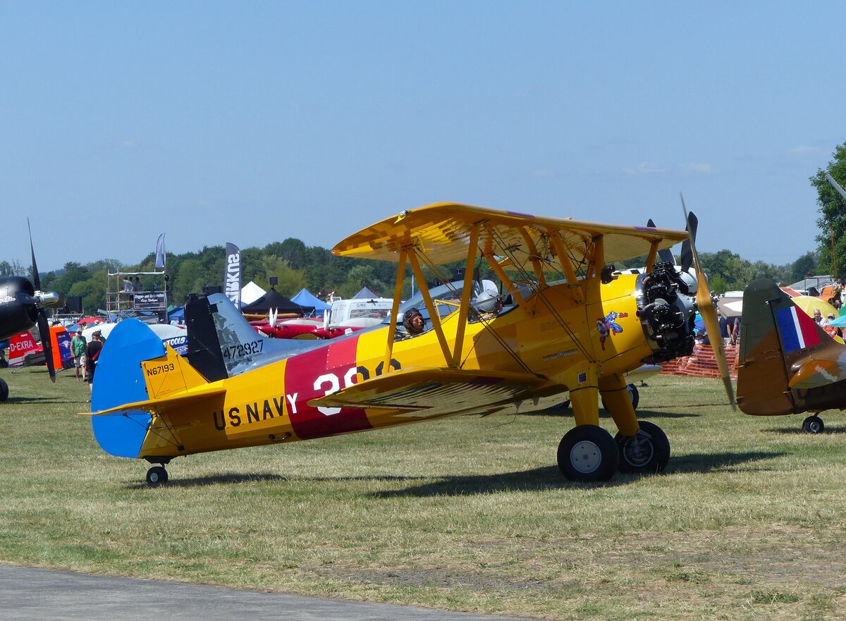 Boeing E 75 Stearman (PT-13D Kaydet), N67193, Flugplatz Gelnhausen (EDFG), 11.7.2026
