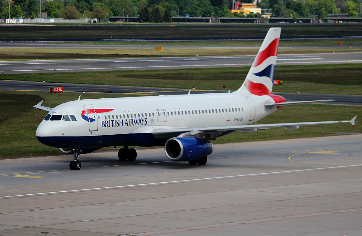 British Airways A 320-232 G-EUUH bei der Ankunft in Berlin-Tegel am 27.04.2014