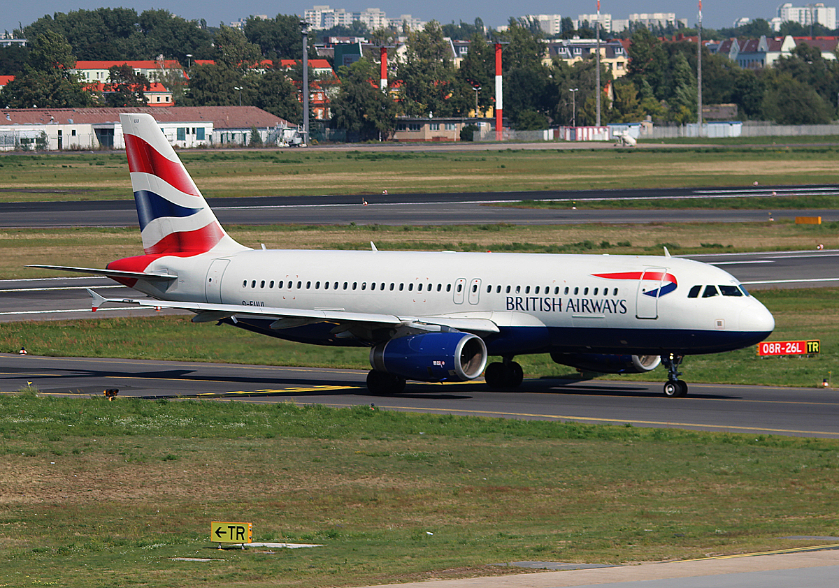 British Airways A 320-232 G-EUUI bei der Ankunft in Berlin-Tegel am 06.09.2013