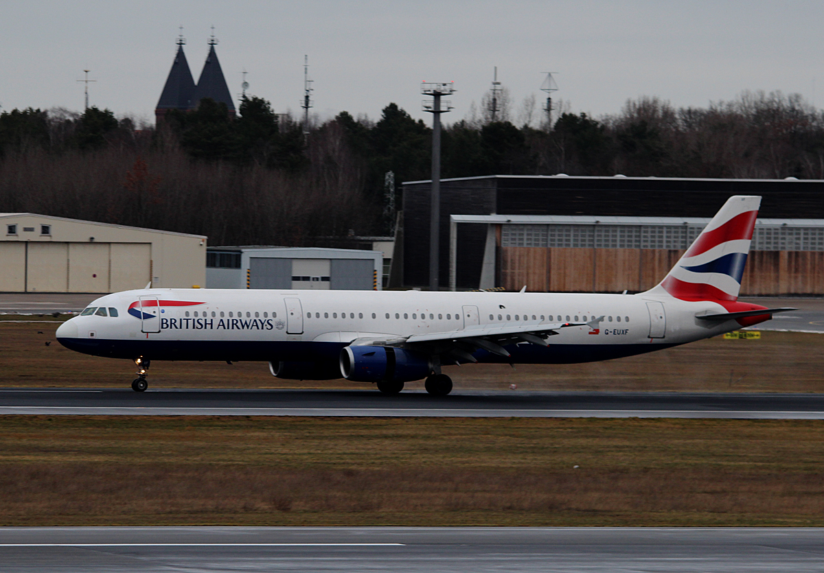 British Airways A 321-231 G-EUXF nach der Landung in Berlin-Tegel am 09.02.2015