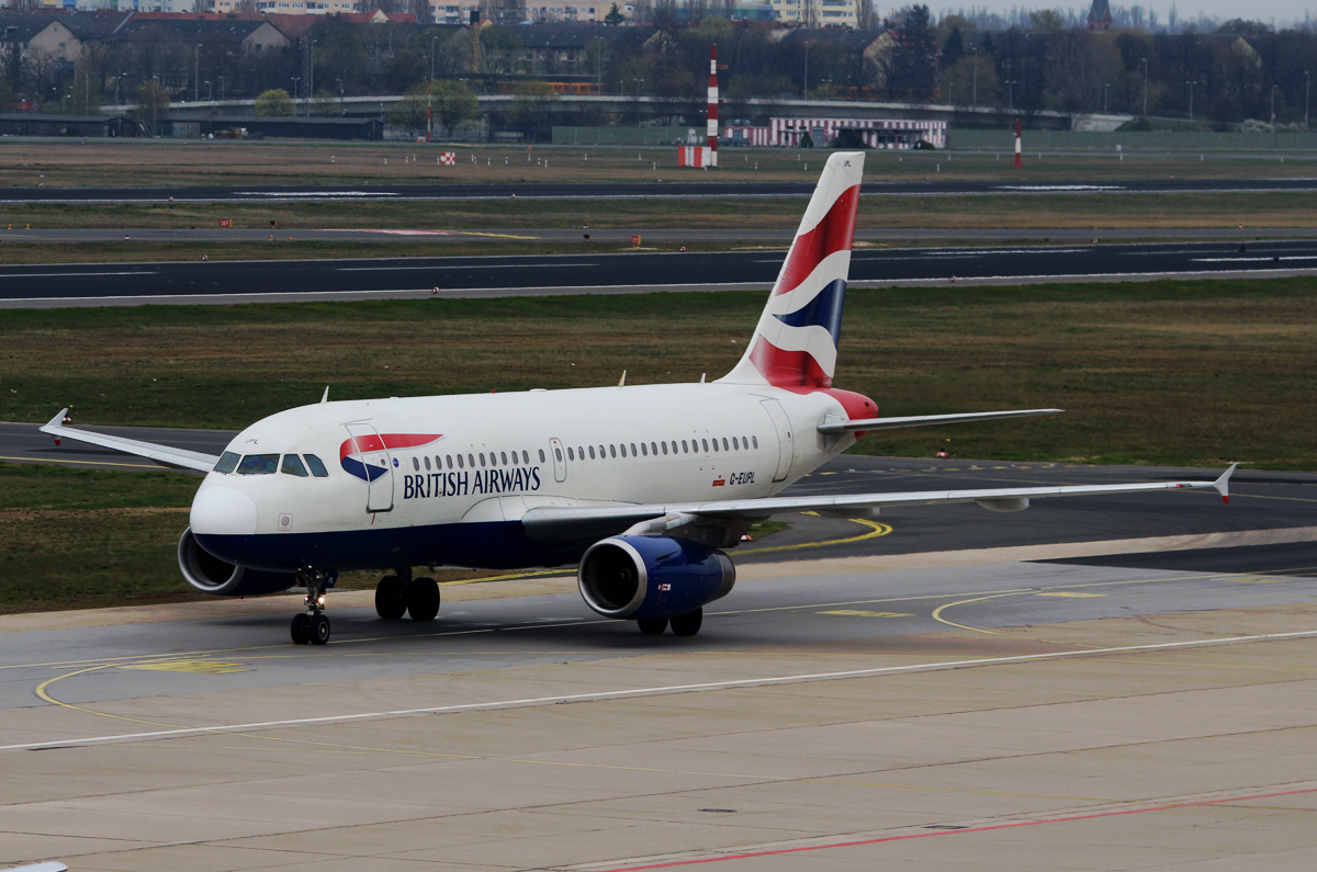 British Airways, Airbus A 319-131, G-EUPL, TXL, 10.04.2016