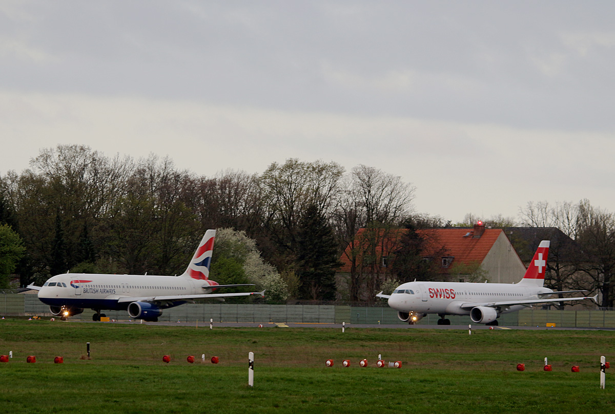 British Airways, Airbus, A 320-232, G-EUUT, Swiss, Airbus A 320-214, HB-IJF, TXL, 14.04.2017