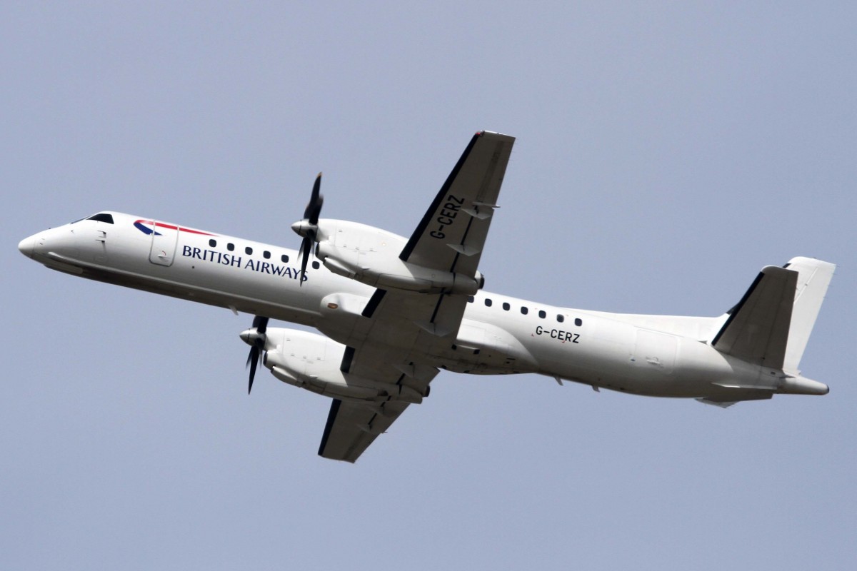 British Airways (Eastern Airlines), G-CERZ, Saab, 2000, 03.04.2015, DUS-EDDL, Düsseldorf, Germany
