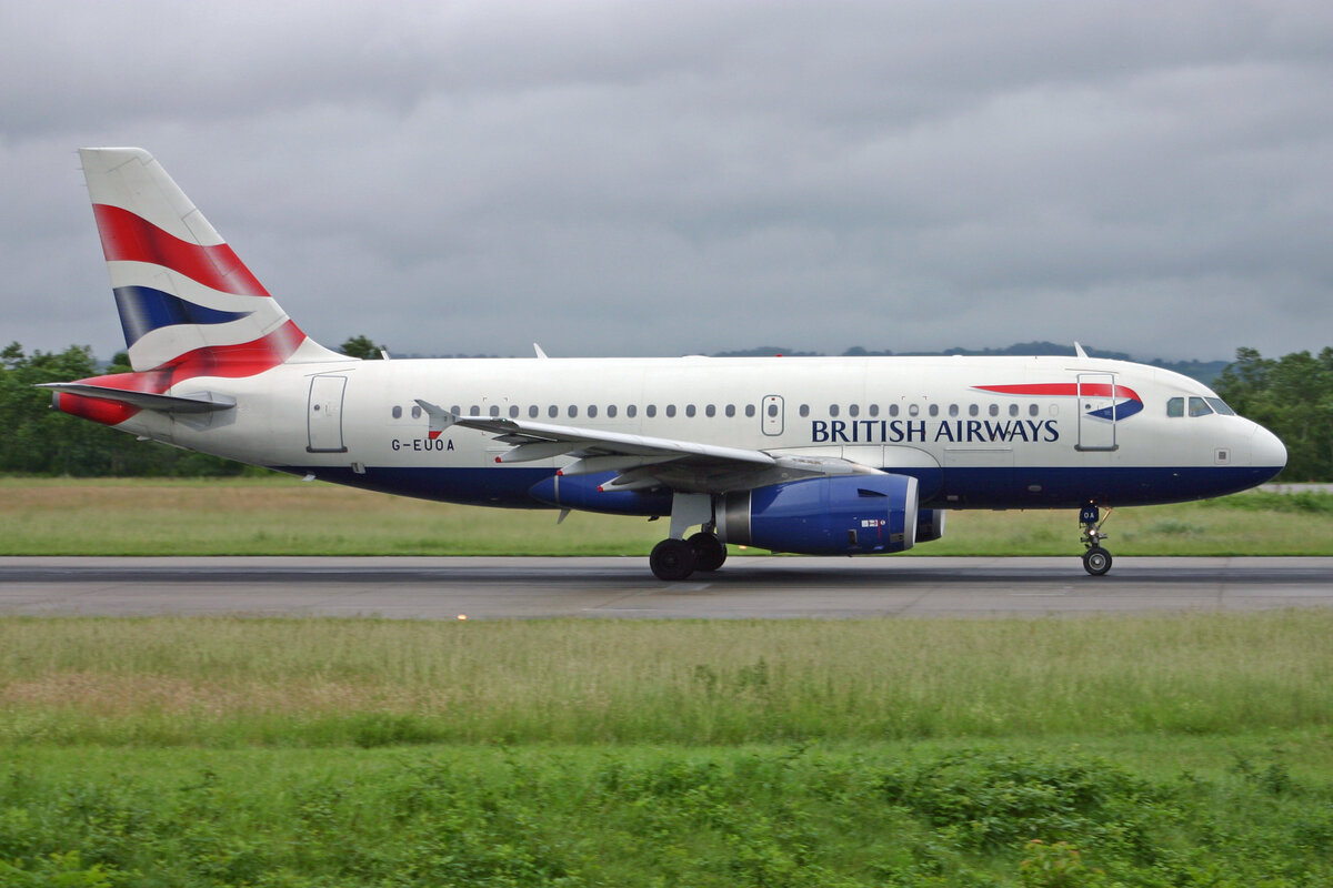British Airways, G-EUOA, Airbus A319-131, msn: 1513, 07.Juni 2008, BSL Basel - Mühlhausen, Switzerland.