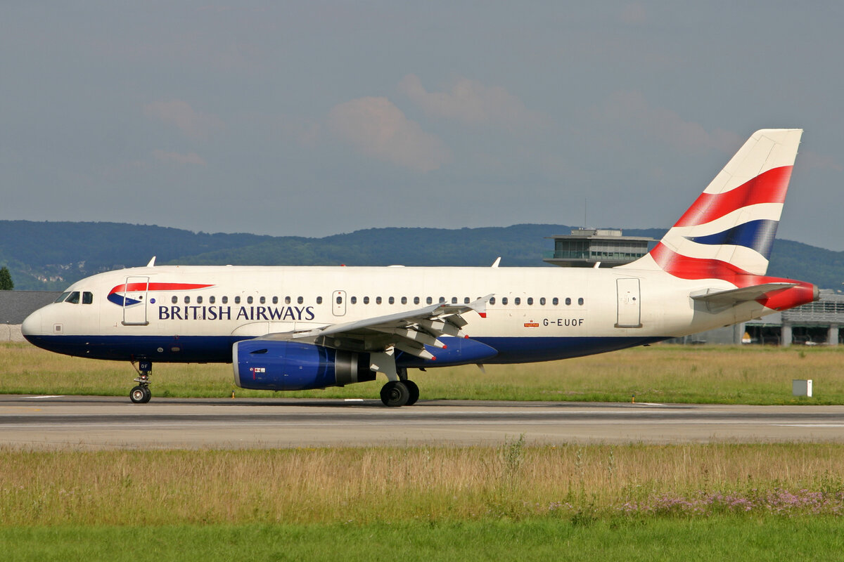 British Airways, G-EUOF, Airbus A319-131, msn: 1590, 14.Juni 2008, BSL Basel - Mühlhausen, Switzerland.