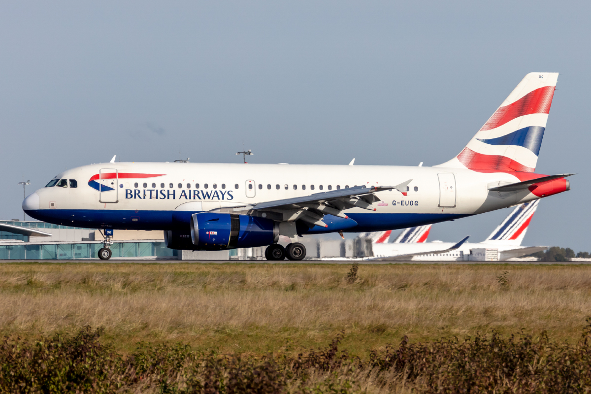 British Airways, G-EUOG, Airbus, A319-131, 11.10.2021, CDG, Paris, France